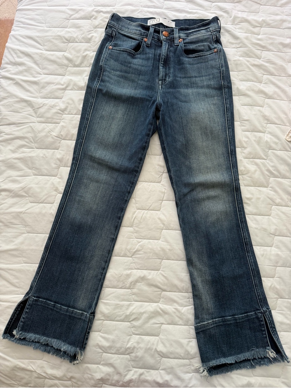 AYR Dark Blue Flare Jeans with Frayed Hem  “The Shade”